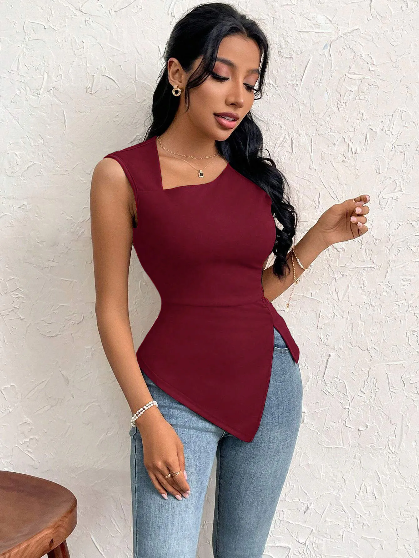 Women's  Elegant Style T-shirt  Spring And Summer New Slim-fit Short Solid Color Top With Slant Collar display picture 29