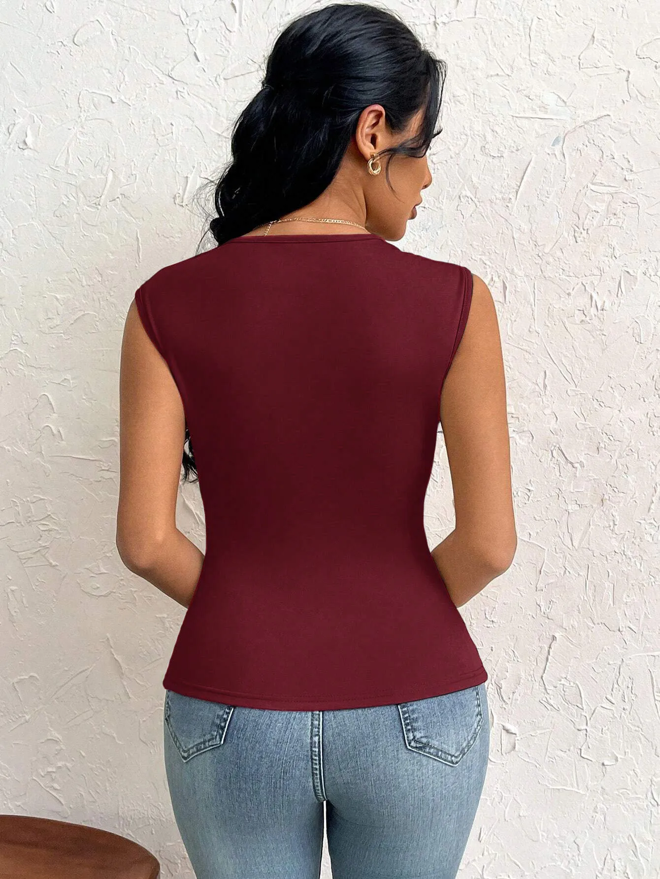 Women's  Elegant Style T-shirt  Spring And Summer New Slim-fit Short Solid Color Top With Slant Collar display picture 30