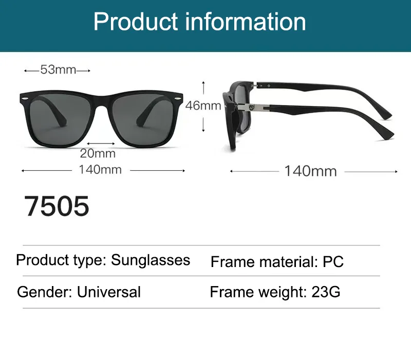 Casual Business Retro Sunglasses PC PC Polarized UV400 Protection Square Full Frame Glasses display picture 2