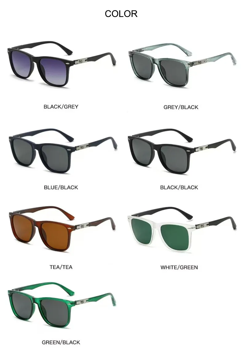 Casual Business Retro Sunglasses PC PC Polarized UV400 Protection Square Full Frame Glasses display picture 5