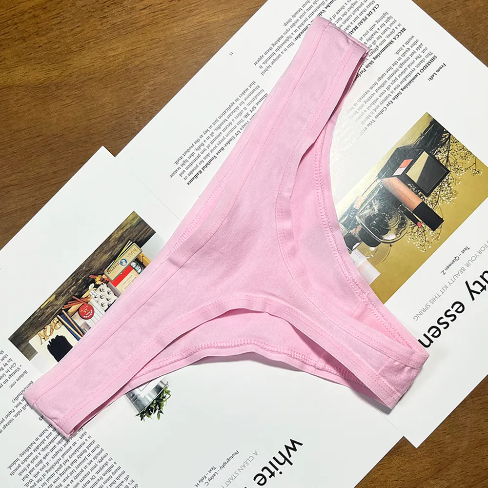 Solid Color Low Waist Thong Panties display picture 3