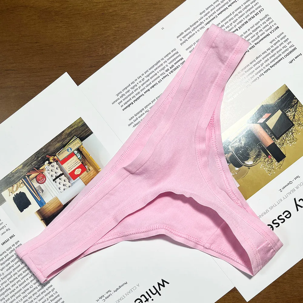 Solid Color Low Waist Thong Panties display picture 7