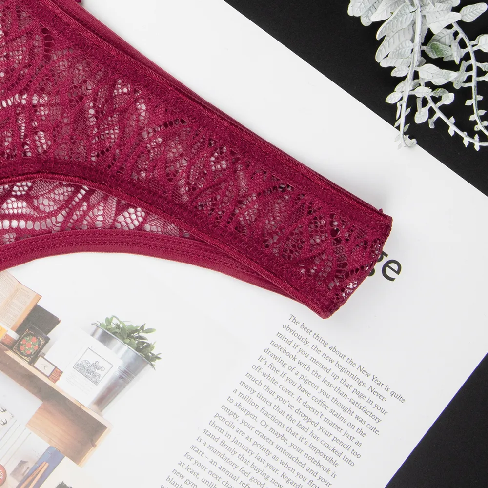 Lace Low Waist Thong Panties display picture 5