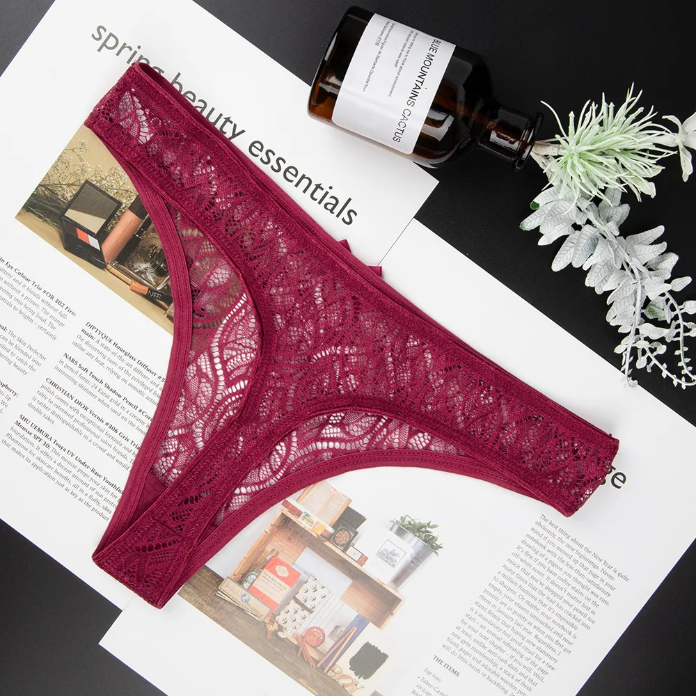 Lace Low Waist Thong Panties display picture 6