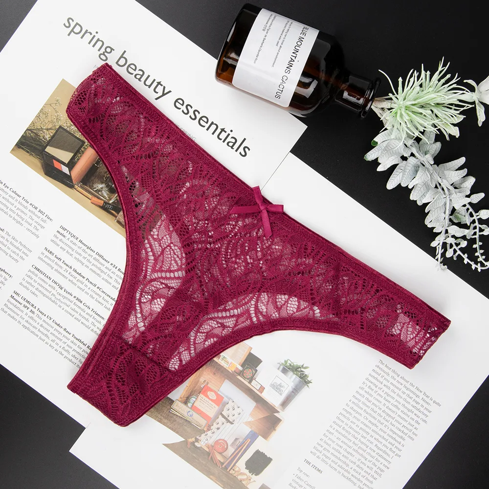 Lace Low Waist Thong Panties display picture 7