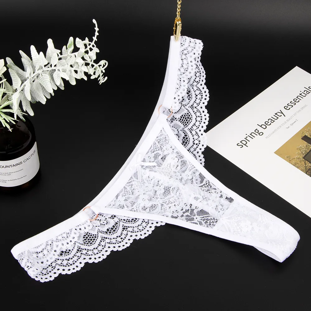 Lace Low Waist Thong Panties display picture 1