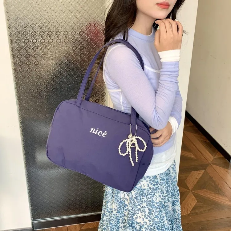 Women's Nylon Vocabulary Words/Name Solid Color Basic Streetwear Square Zipper Shoulder Bag Tote Bag display picture 3