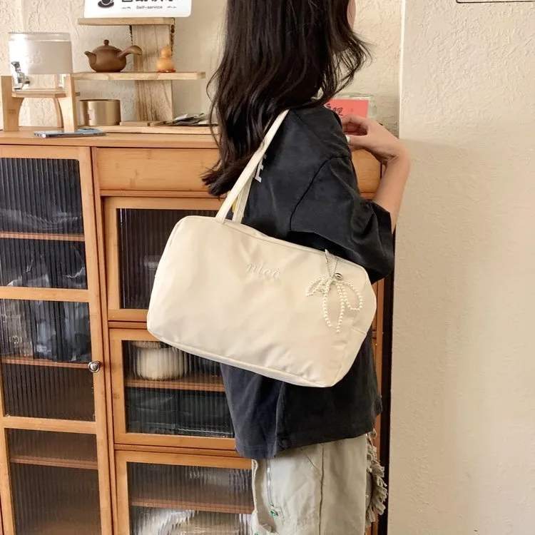Women's Nylon Vocabulary Words/Name Solid Color Basic Streetwear Square Zipper Shoulder Bag Tote Bag display picture 1