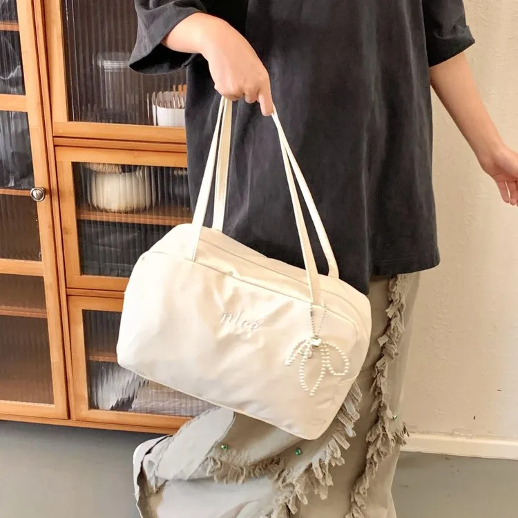 Women's Nylon Vocabulary Words/Name Solid Color Basic Streetwear Square Zipper Shoulder Bag Tote Bag display picture 6