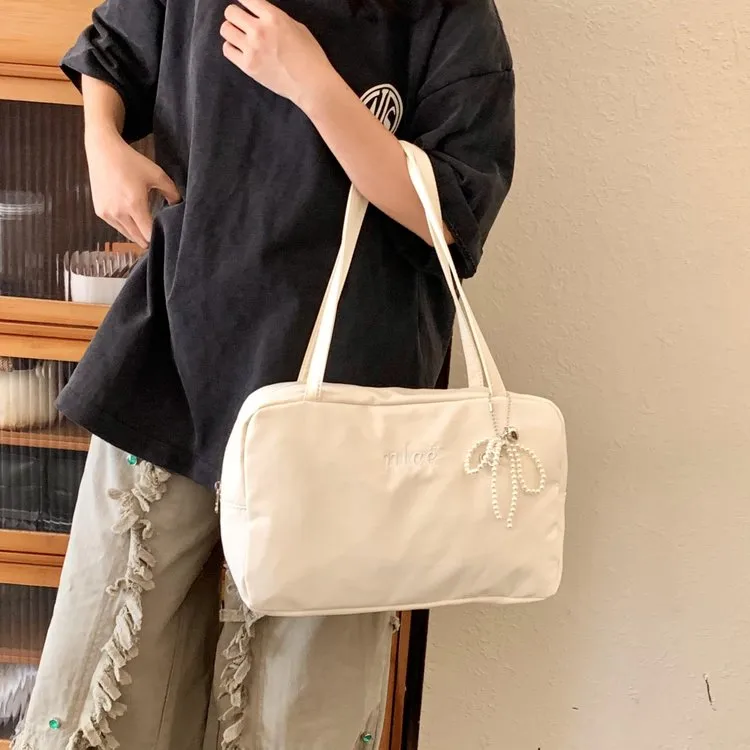 Women's Nylon Vocabulary Words/Name Solid Color Basic Streetwear Square Zipper Shoulder Bag Tote Bag display picture 4