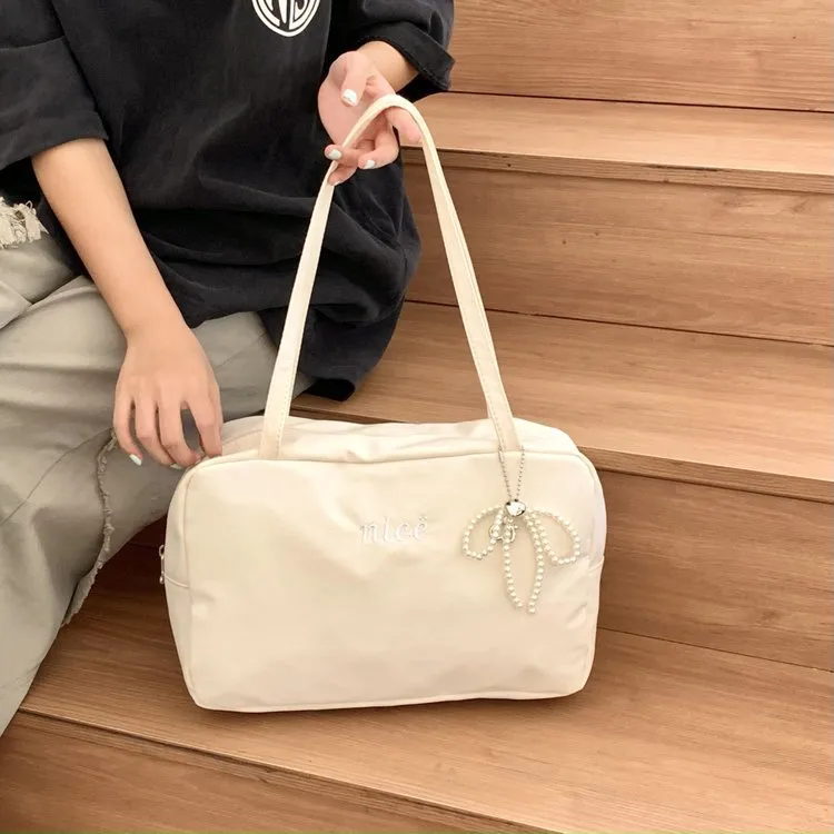 Women's Nylon Vocabulary Words/Name Solid Color Basic Streetwear Square Zipper Shoulder Bag Tote Bag display picture 11