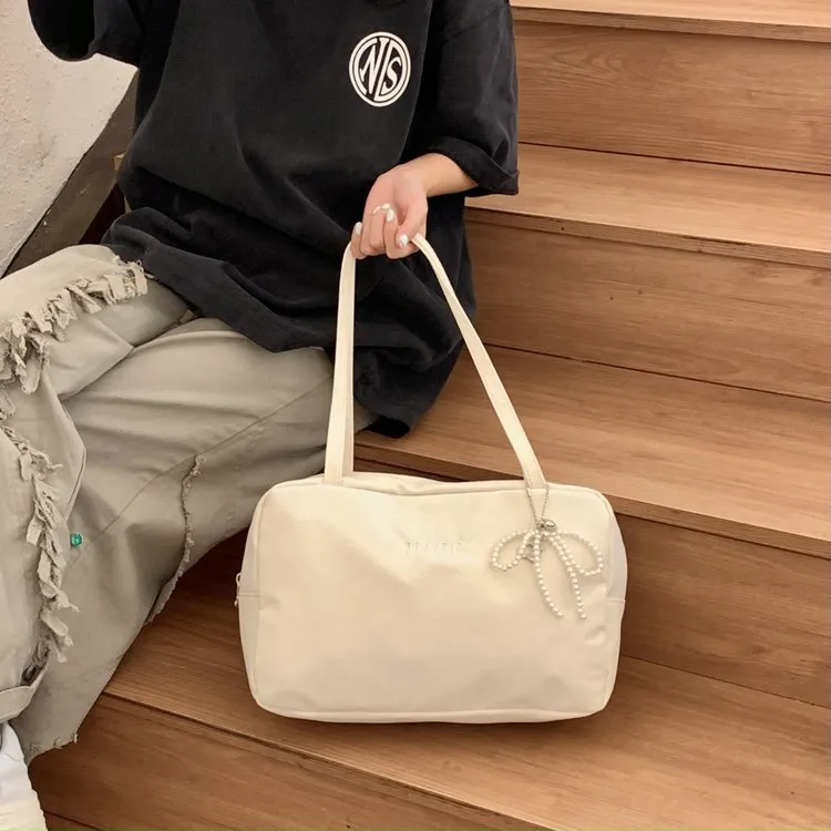 Women's Nylon Vocabulary Words/Name Solid Color Basic Streetwear Square Zipper Shoulder Bag Tote Bag display picture 8