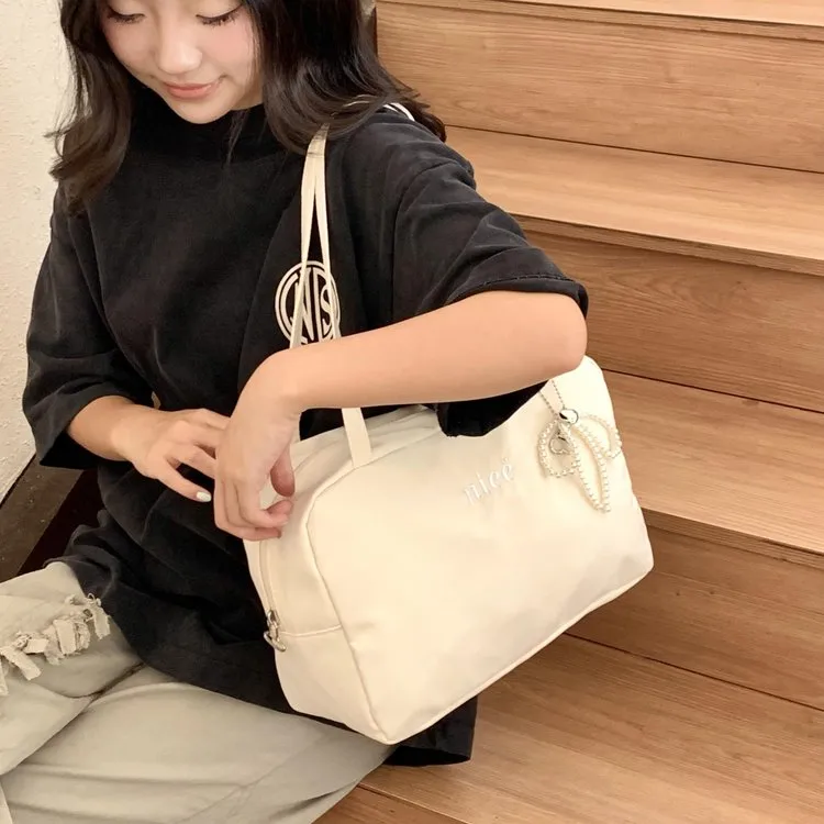 Women's Nylon Vocabulary Words/Name Solid Color Basic Streetwear Square Zipper Shoulder Bag Tote Bag display picture 13