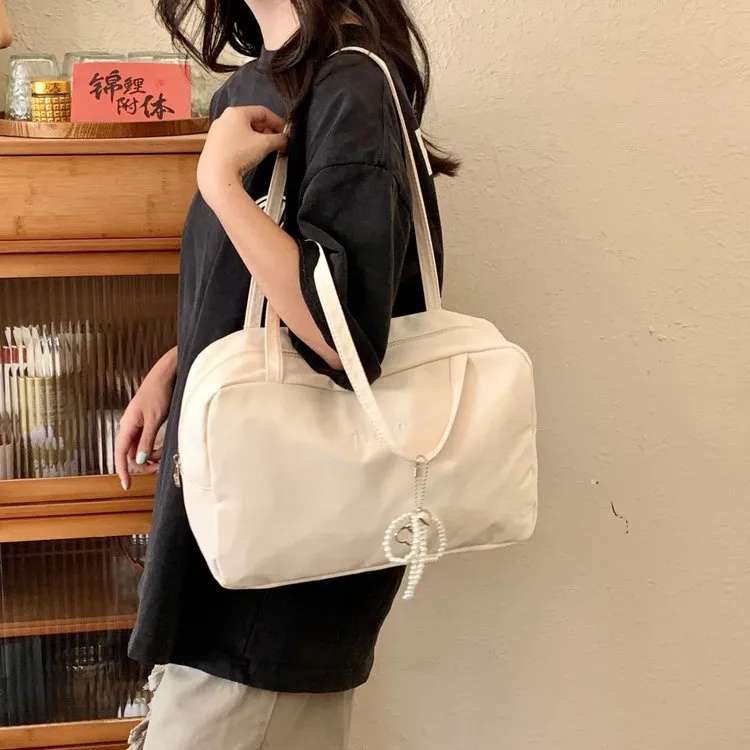 Women's Nylon Vocabulary Words/Name Solid Color Basic Streetwear Square Zipper Shoulder Bag Tote Bag display picture 7