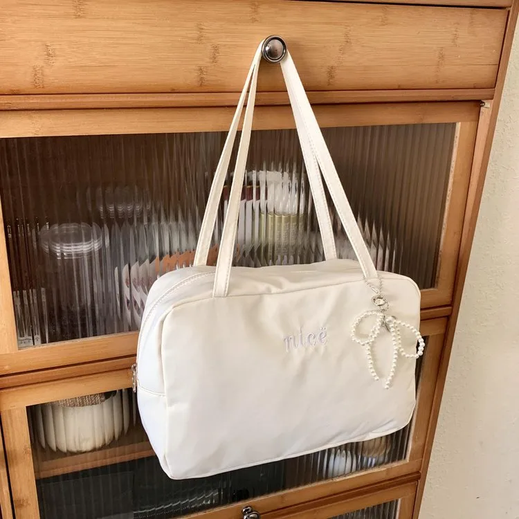Women's Nylon Vocabulary Words/Name Solid Color Basic Streetwear Square Zipper Shoulder Bag Tote Bag display picture 17