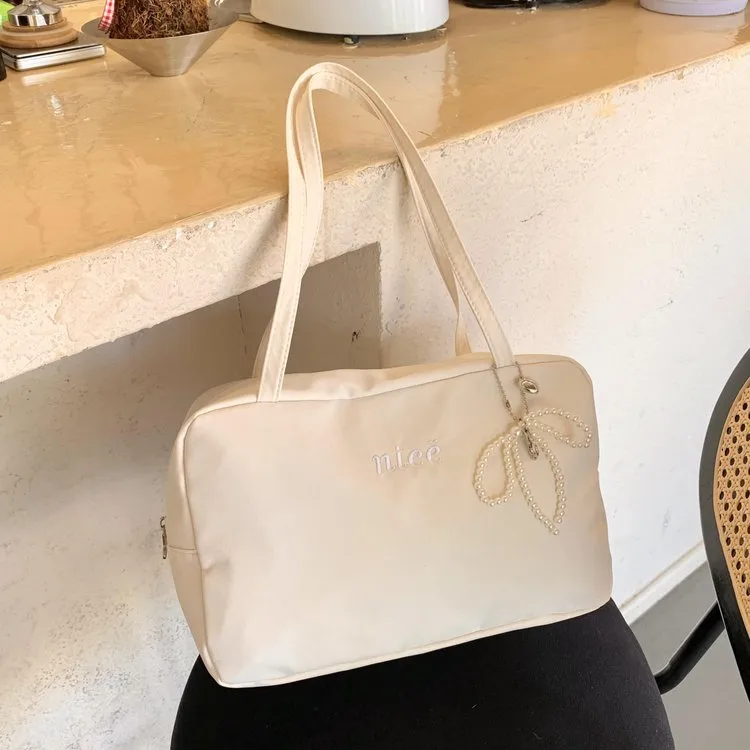 Women's Nylon Vocabulary Words/Name Solid Color Basic Streetwear Square Zipper Shoulder Bag Tote Bag display picture 12