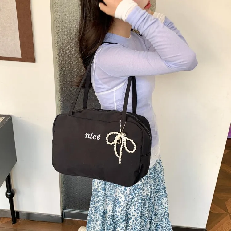 Women's Nylon Vocabulary Words/Name Solid Color Basic Streetwear Square Zipper Shoulder Bag Tote Bag display picture 15