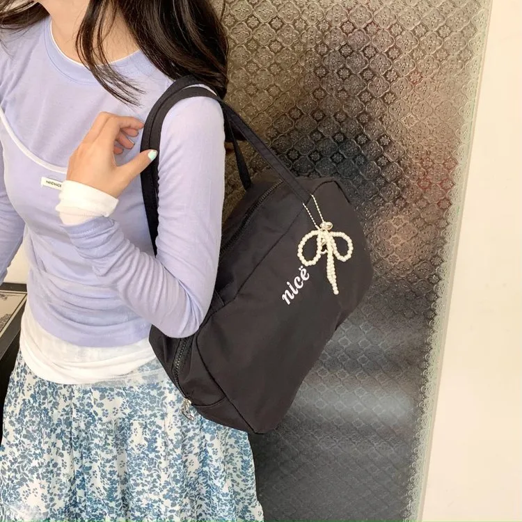 Women's Nylon Vocabulary Words/Name Solid Color Basic Streetwear Square Zipper Shoulder Bag Tote Bag display picture 19