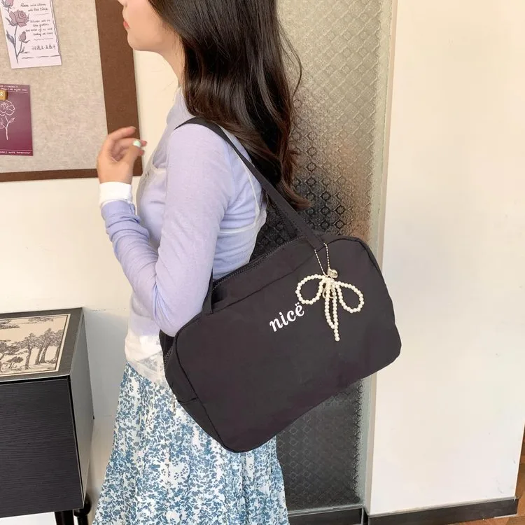 Women's Nylon Vocabulary Words/Name Solid Color Basic Streetwear Square Zipper Shoulder Bag Tote Bag display picture 18