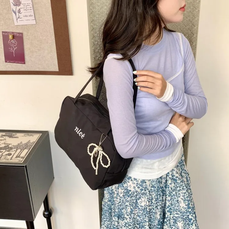 Women's Nylon Vocabulary Words/Name Solid Color Basic Streetwear Square Zipper Shoulder Bag Tote Bag display picture 20