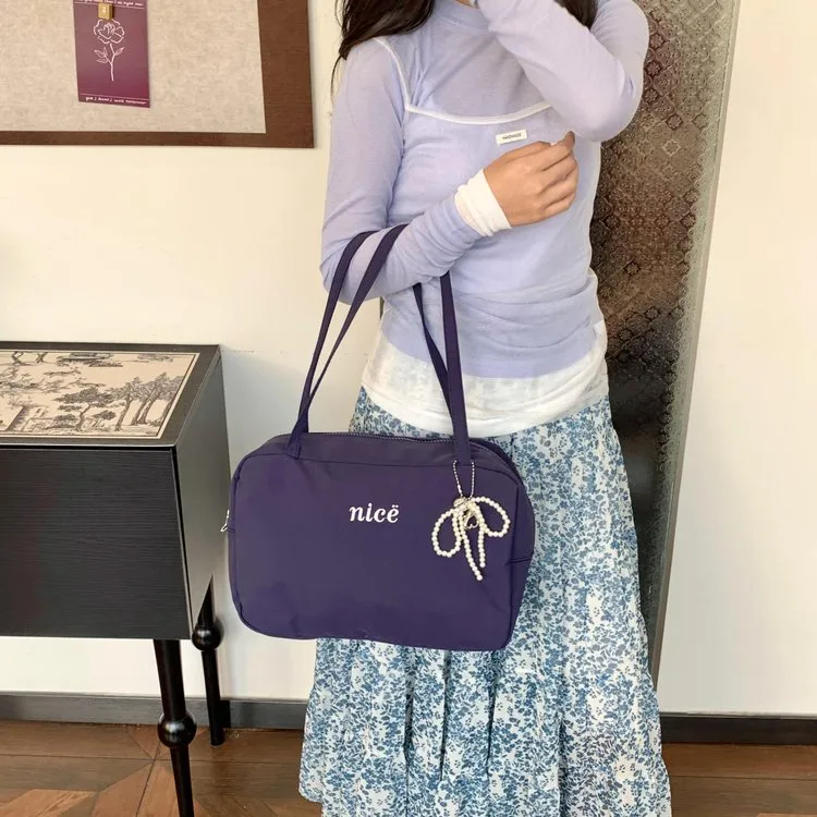 Women's Nylon Vocabulary Words/Name Solid Color Basic Streetwear Square Zipper Shoulder Bag Tote Bag display picture 27