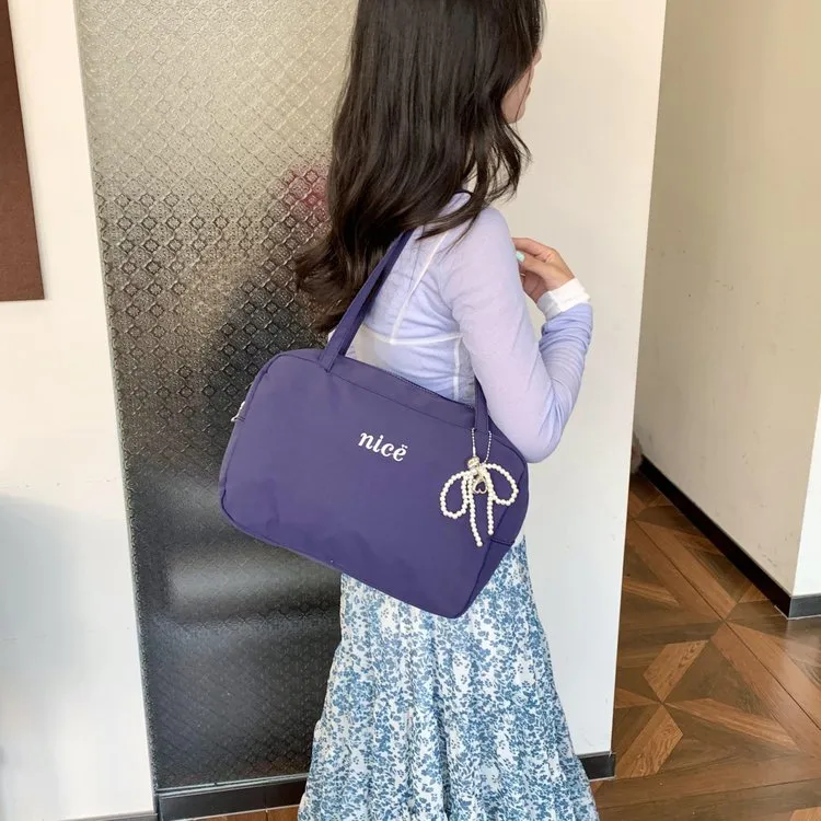 Women's Nylon Vocabulary Words/Name Solid Color Basic Streetwear Square Zipper Shoulder Bag Tote Bag display picture 25