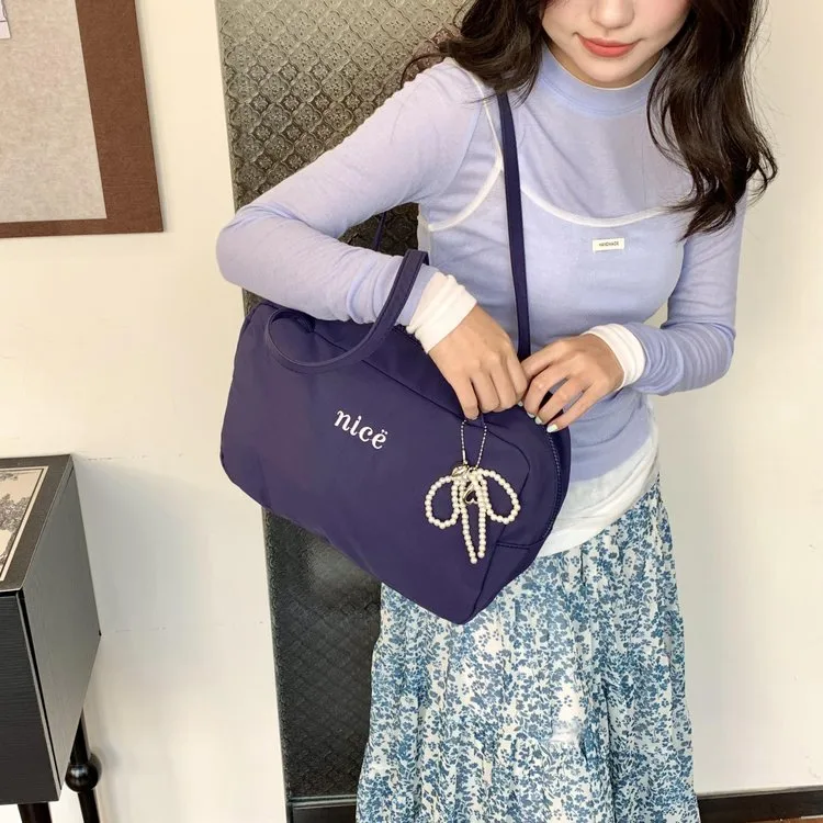 Women's Nylon Vocabulary Words/Name Solid Color Basic Streetwear Square Zipper Shoulder Bag Tote Bag display picture 26