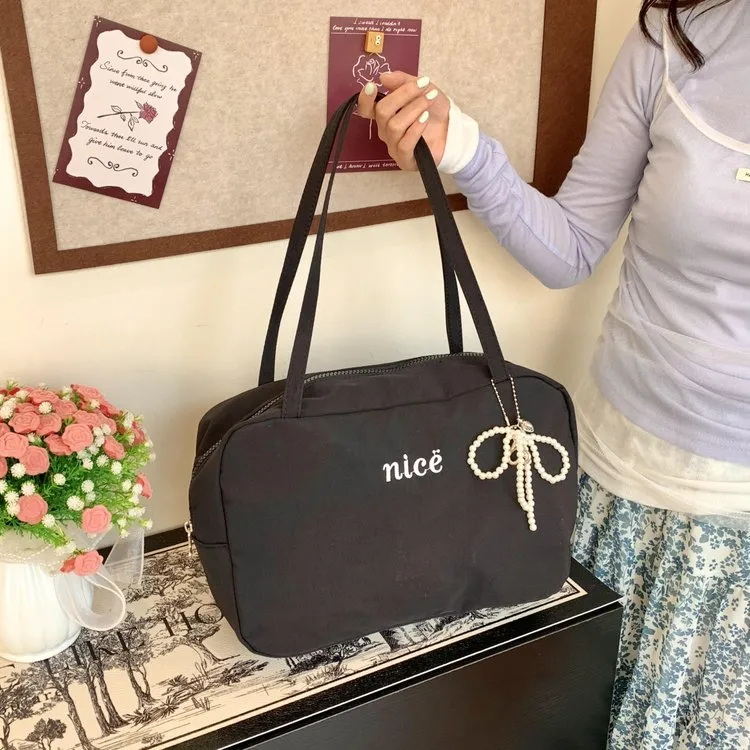 Women's Nylon Vocabulary Words/Name Solid Color Basic Streetwear Square Zipper Shoulder Bag Tote Bag display picture 23