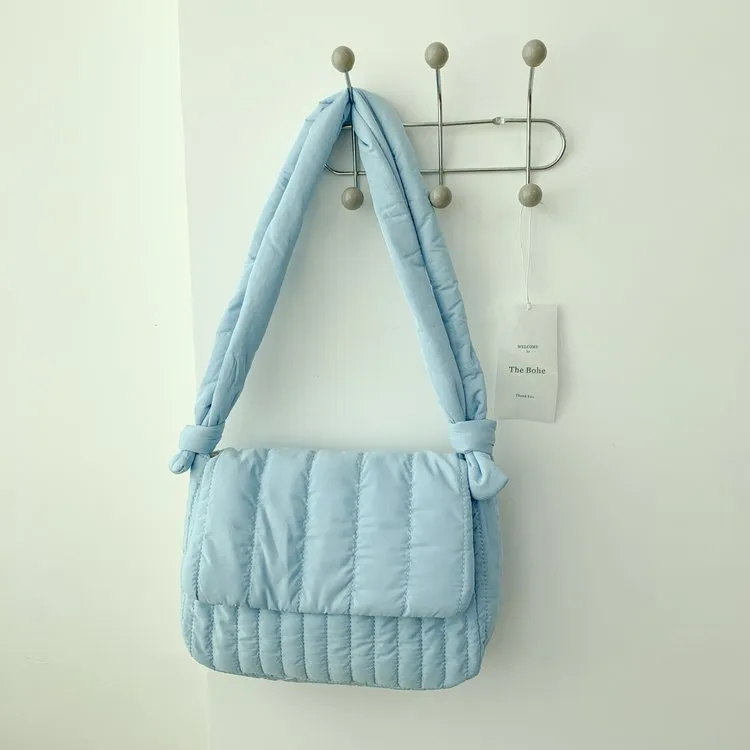 Women's Cloth Stripe Solid Color Streetwear Square Magnetic Buckle Flip Cover Shoulder Bag display picture 8