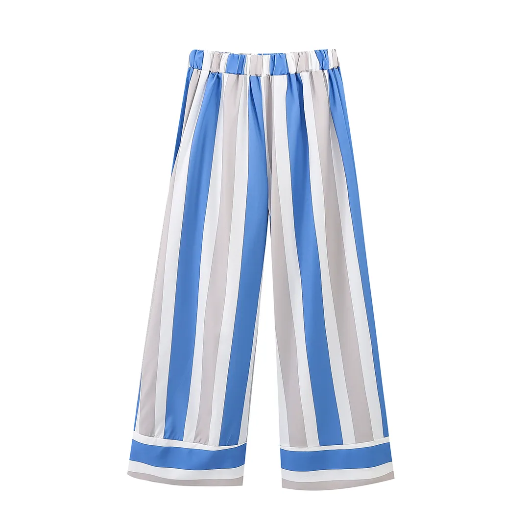 Holiday Daily Women's Casual Stripe Linen Pant Co-ord Set Shorts Sets display picture 5