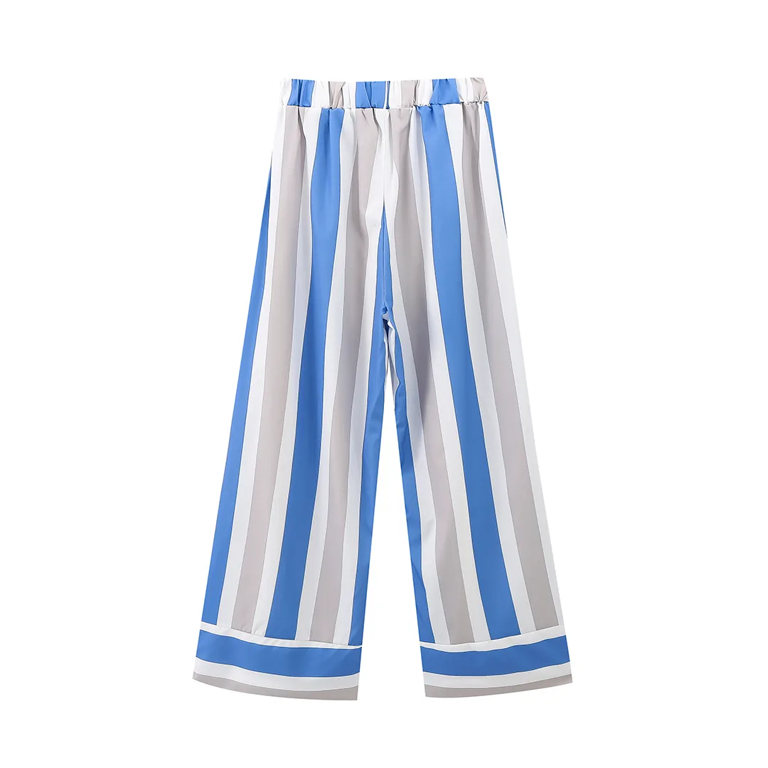 Holiday Daily Women's Casual Stripe Linen Pant Co-ord Set Shorts Sets display picture 4