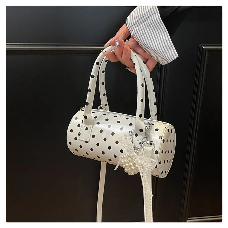 Women's Pu Leather Color Block Polka Dots Streetwear Cylindrical Zipper Shoulder Bag display picture 6