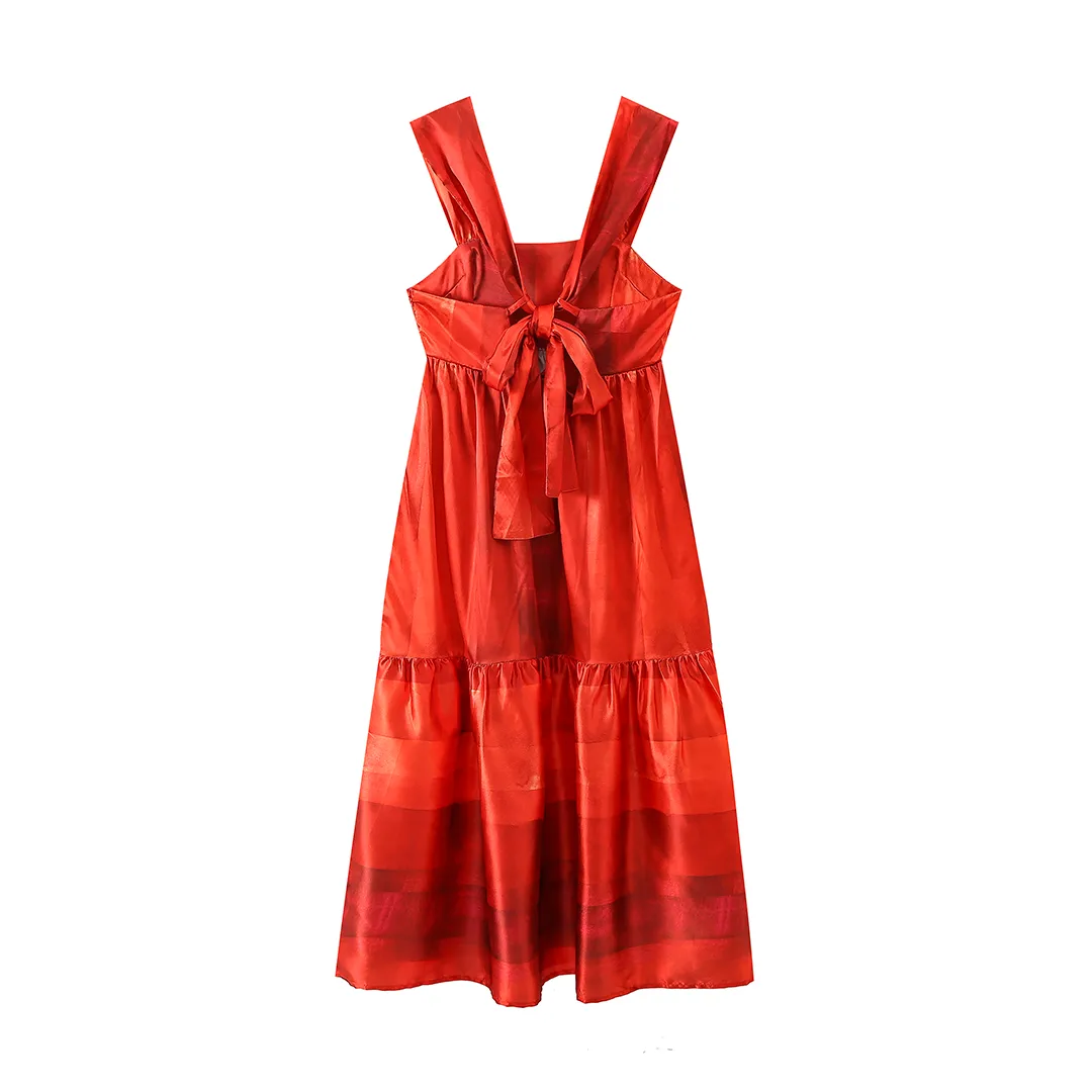 Women's Strap Dress Elegant Square Neck Sleeveless Colorful Color Block Maxi Long Dress Midi Dress Holiday Travel display picture 2