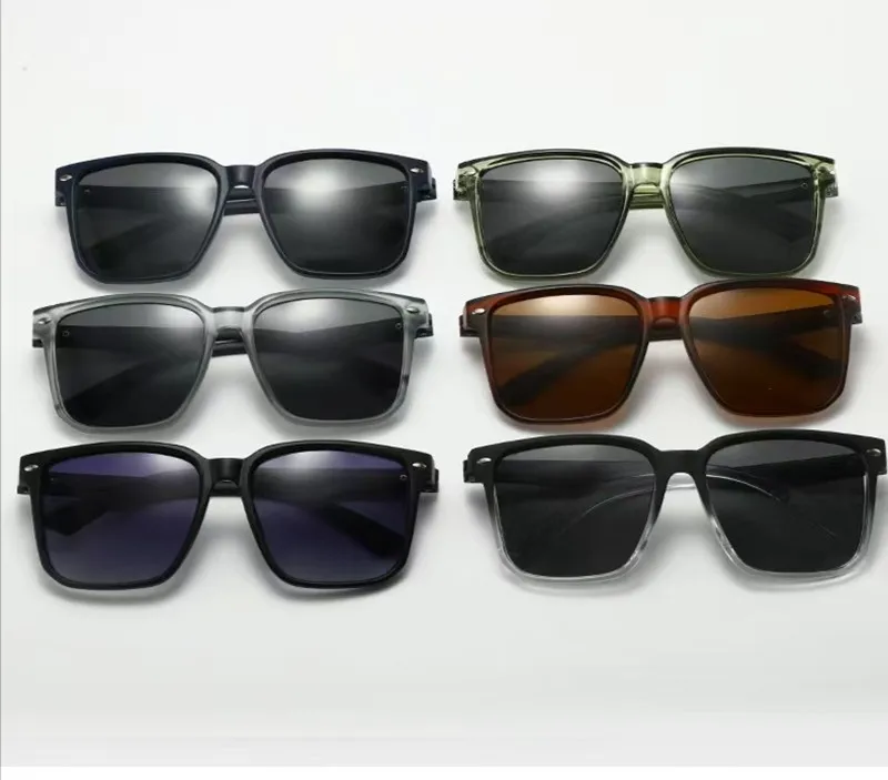 Casual Business Retro Solid Color PC Polarized UV400 Protection Square Full Frame Glasses display picture 1