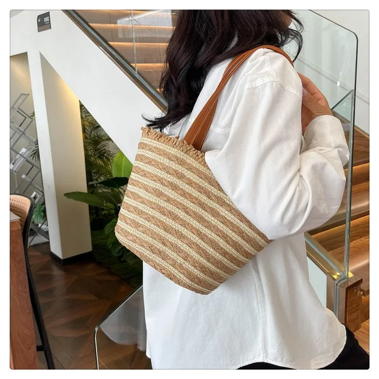 Women's Straw Stripe Vacation Streetwear Square Zipper Straw Bag display picture 8