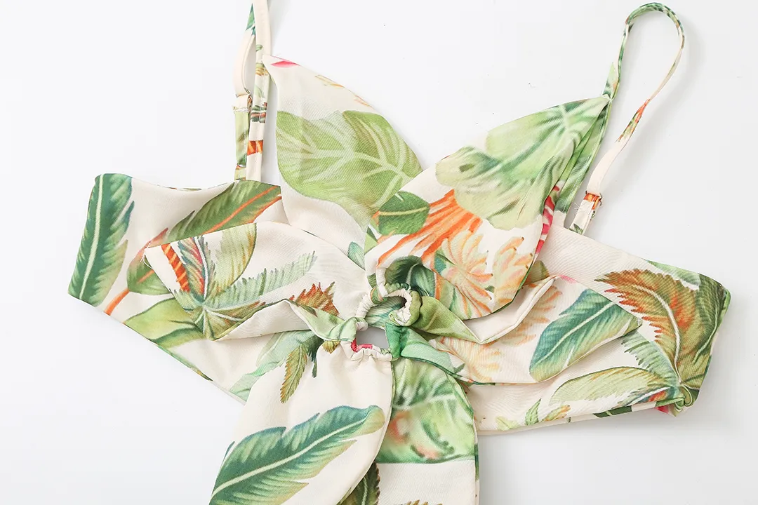 Women's Strap Dress Elegant Vacation Strap Hollow Out Sleeveless Leaf Coconut Tree Maxi Long Dress Holiday Travel display picture 5