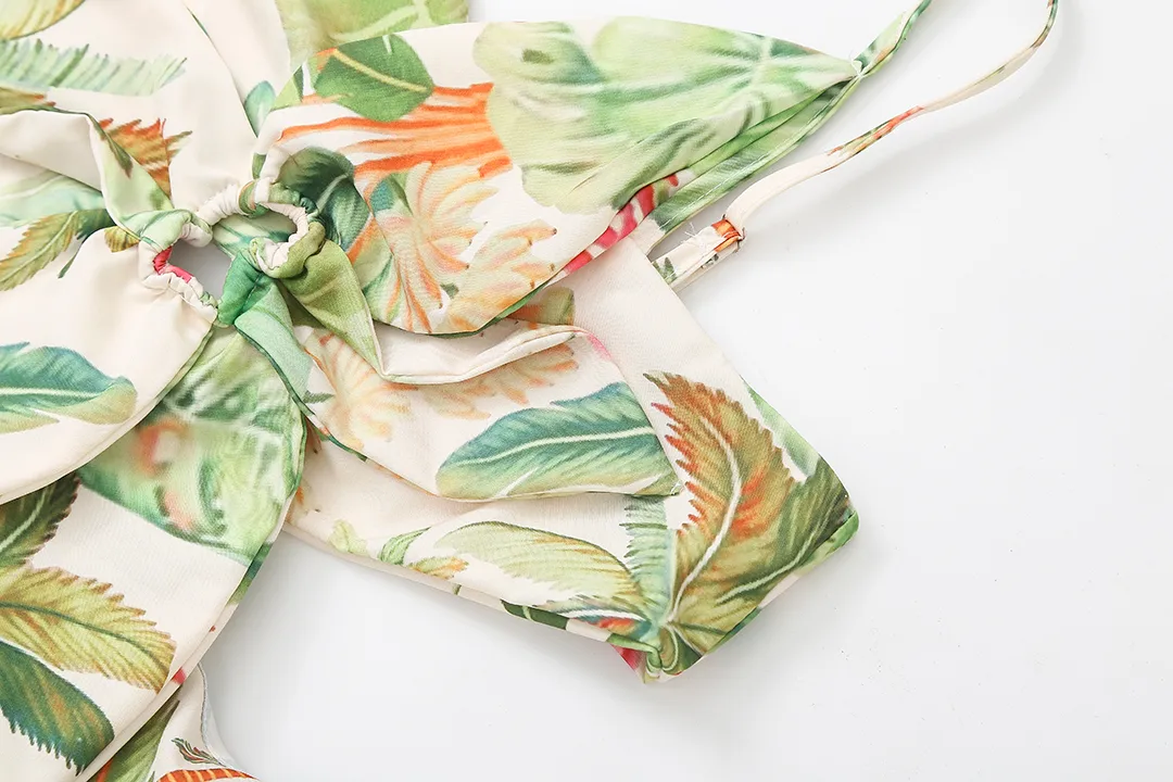 Women's Strap Dress Elegant Vacation Strap Hollow Out Sleeveless Leaf Coconut Tree Maxi Long Dress Holiday Travel display picture 6
