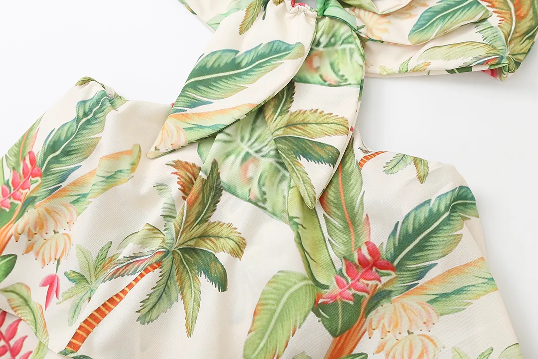 Women's Strap Dress Elegant Vacation Strap Hollow Out Sleeveless Leaf Coconut Tree Maxi Long Dress Holiday Travel display picture 9