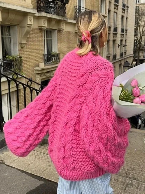 Women's Sweater Long Sleeve Sweaters & Cardigans Romantic Solid Color display picture 3
