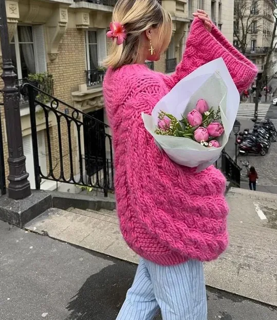 Women's Sweater Long Sleeve Sweaters & Cardigans Romantic Solid Color display picture 2