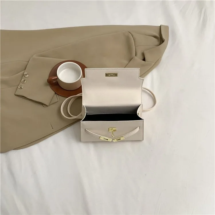 Women's Pu Leather Solid Color Streetwear Square Flip Cover Lock Clasp Shoulder Bag display picture 18