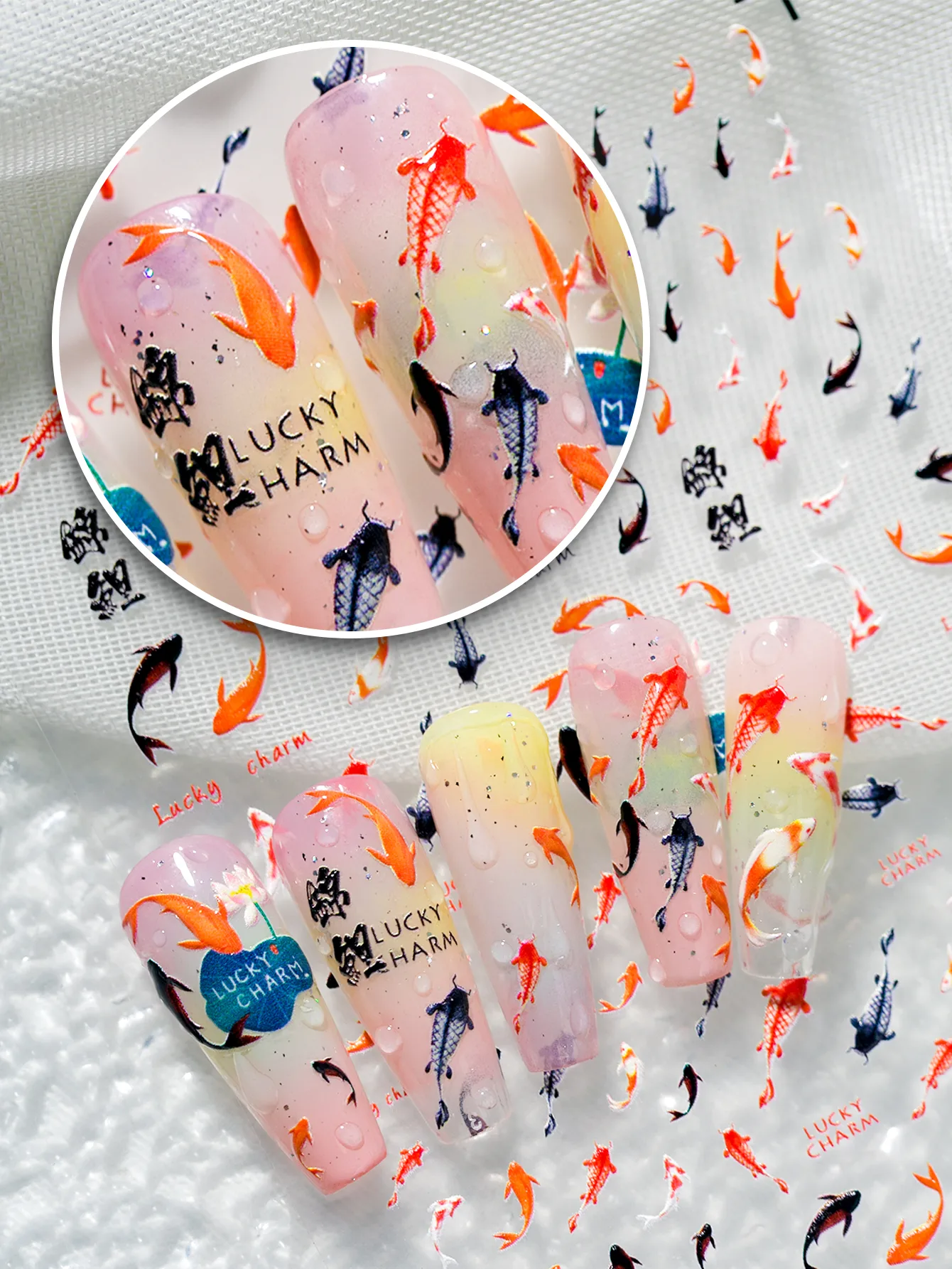 IG Style Casual Cute Lotus Fish Carp Nail Stickers Nail Decoration Accessories display picture 1