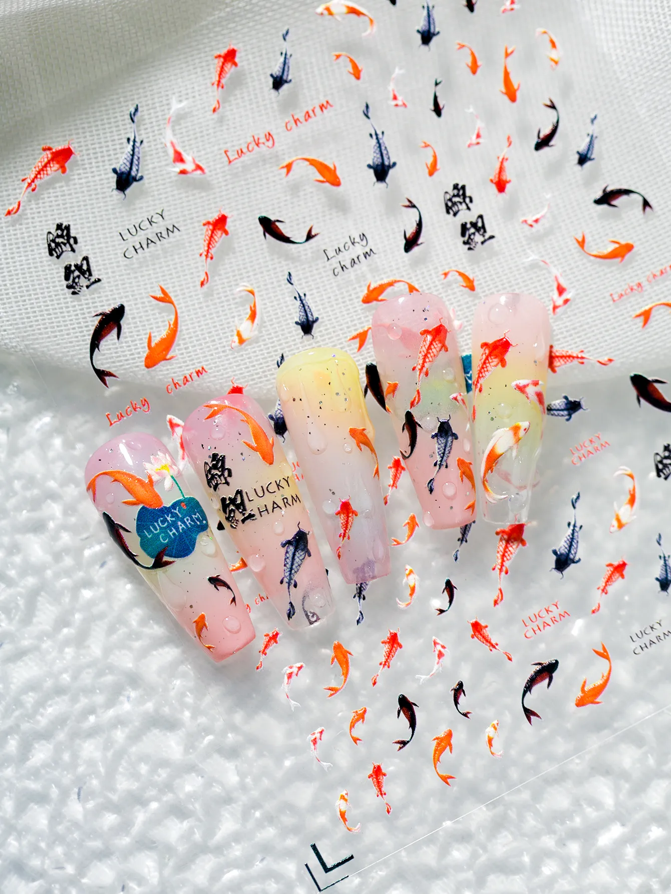 IG Style Casual Cute Lotus Fish Carp Nail Stickers Nail Decoration Accessories display picture 3