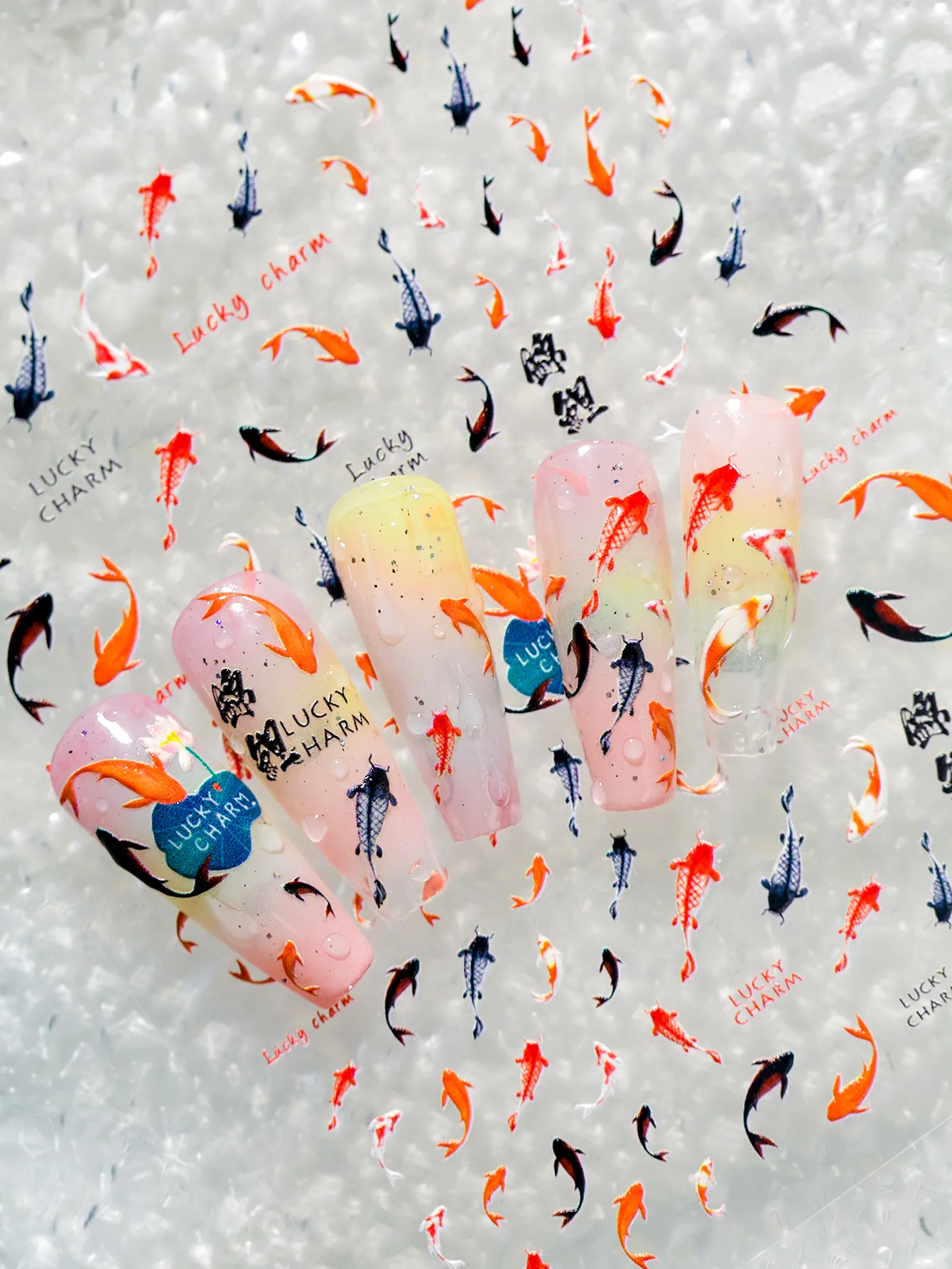 IG Style Casual Cute Lotus Fish Carp Nail Stickers Nail Decoration Accessories display picture 5