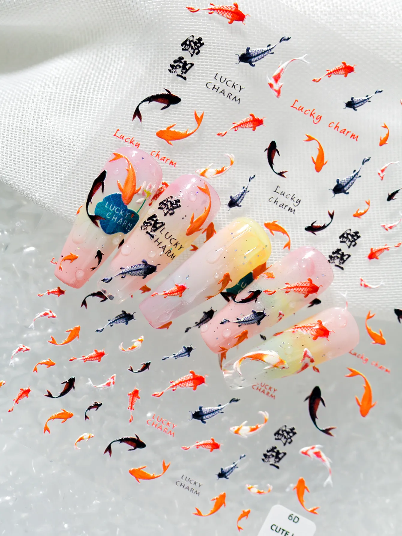 IG Style Casual Cute Lotus Fish Carp Nail Stickers Nail Decoration Accessories display picture 6