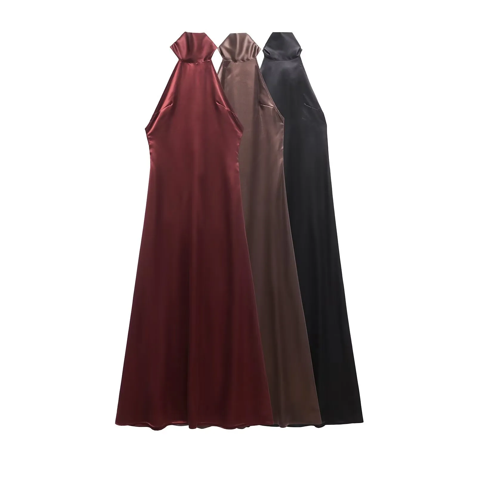 Women's Sheath Dress Sexy Halter Neck Sleeveless Solid Color Maxi Long Dress Tea Party display picture 1