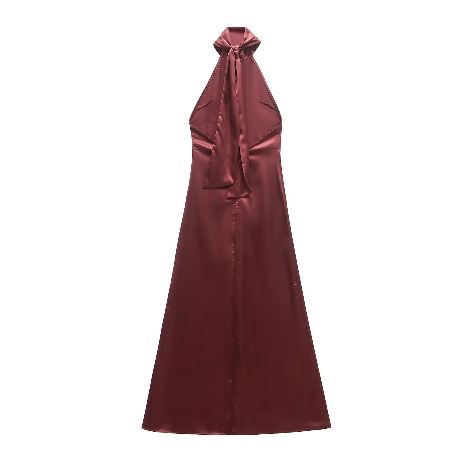 Women's Sheath Dress Sexy Halter Neck Sleeveless Solid Color Maxi Long Dress Tea Party display picture 2