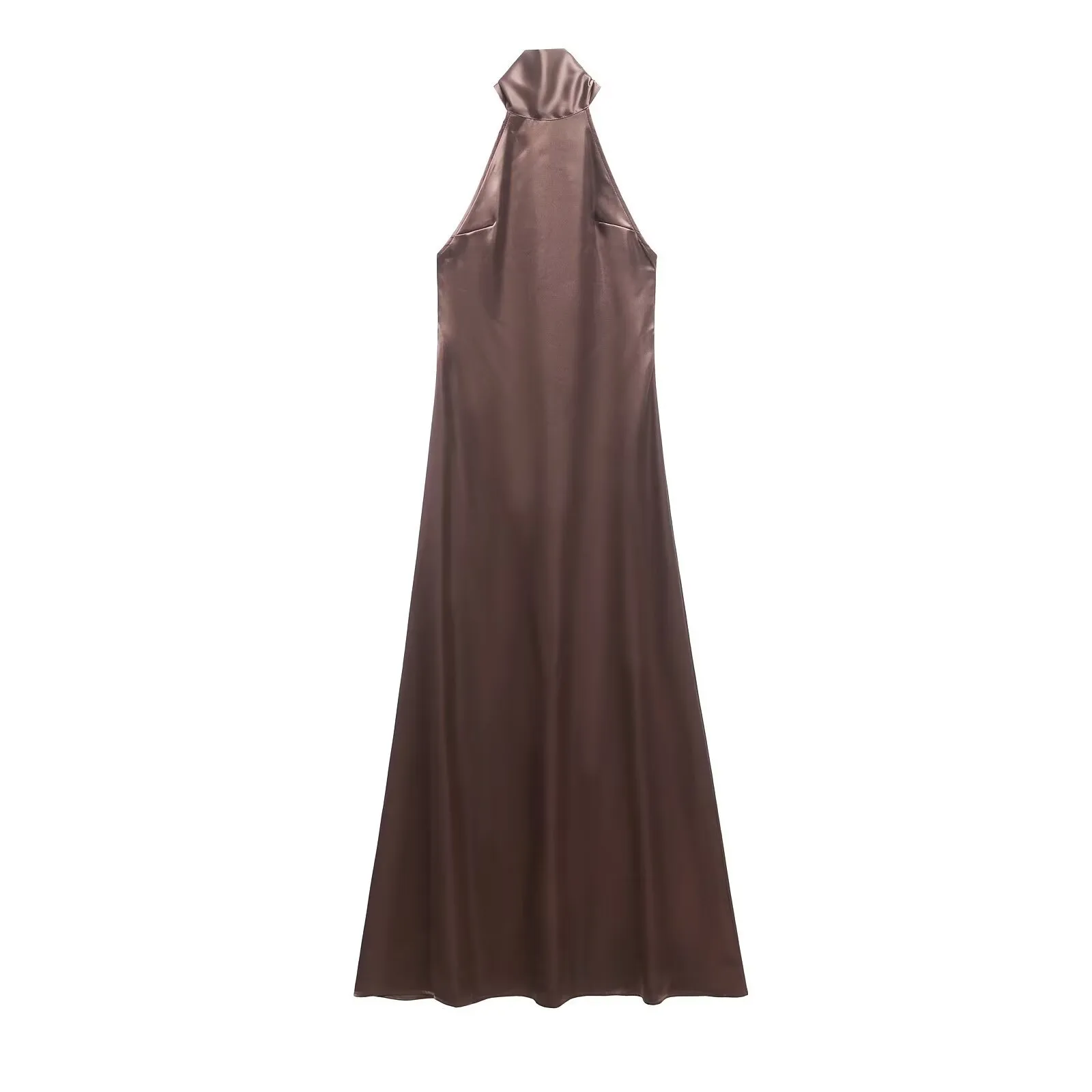 Women's Sheath Dress Sexy Halter Neck Sleeveless Solid Color Maxi Long Dress Tea Party display picture 11