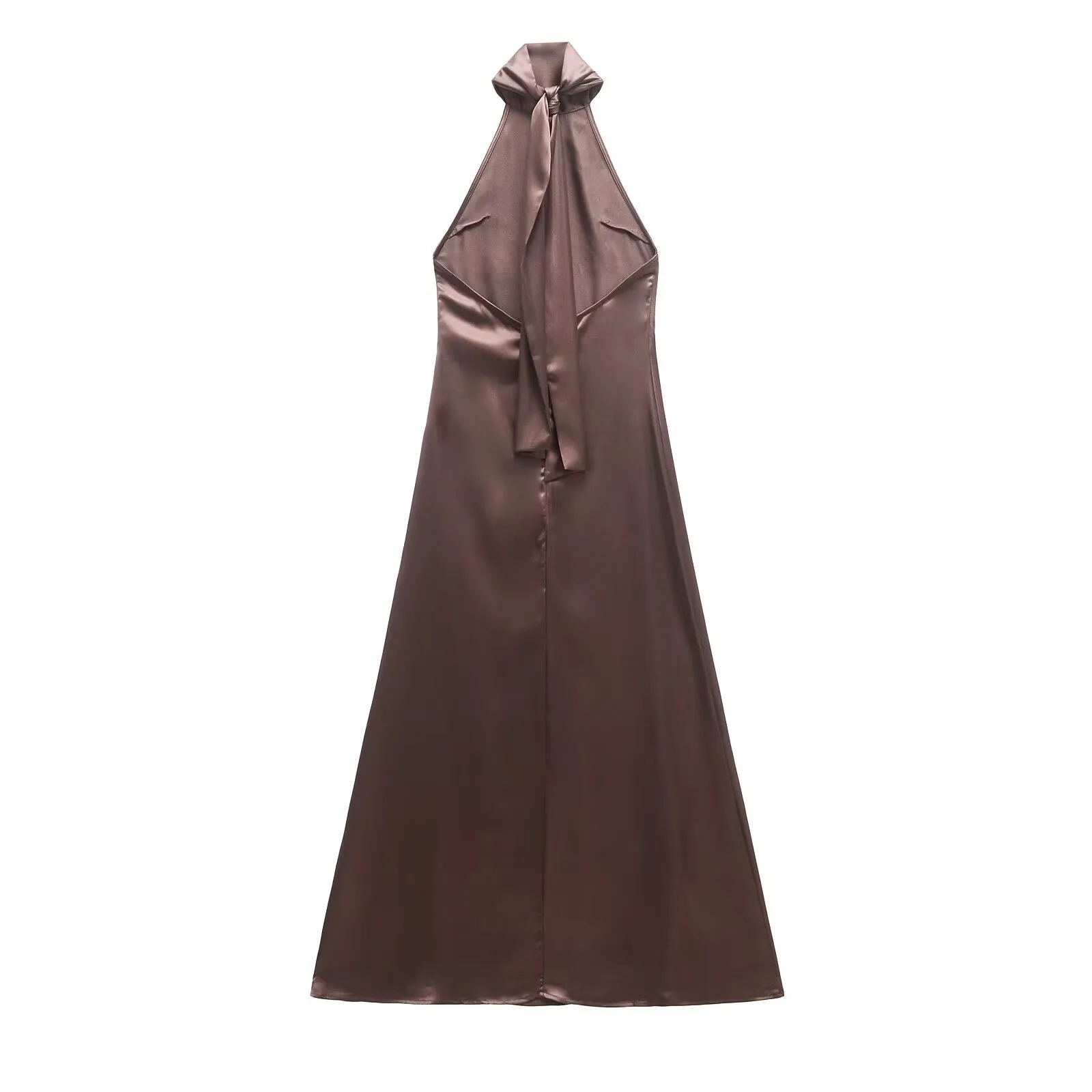 Women's Sheath Dress Sexy Halter Neck Sleeveless Solid Color Maxi Long Dress Tea Party display picture 12