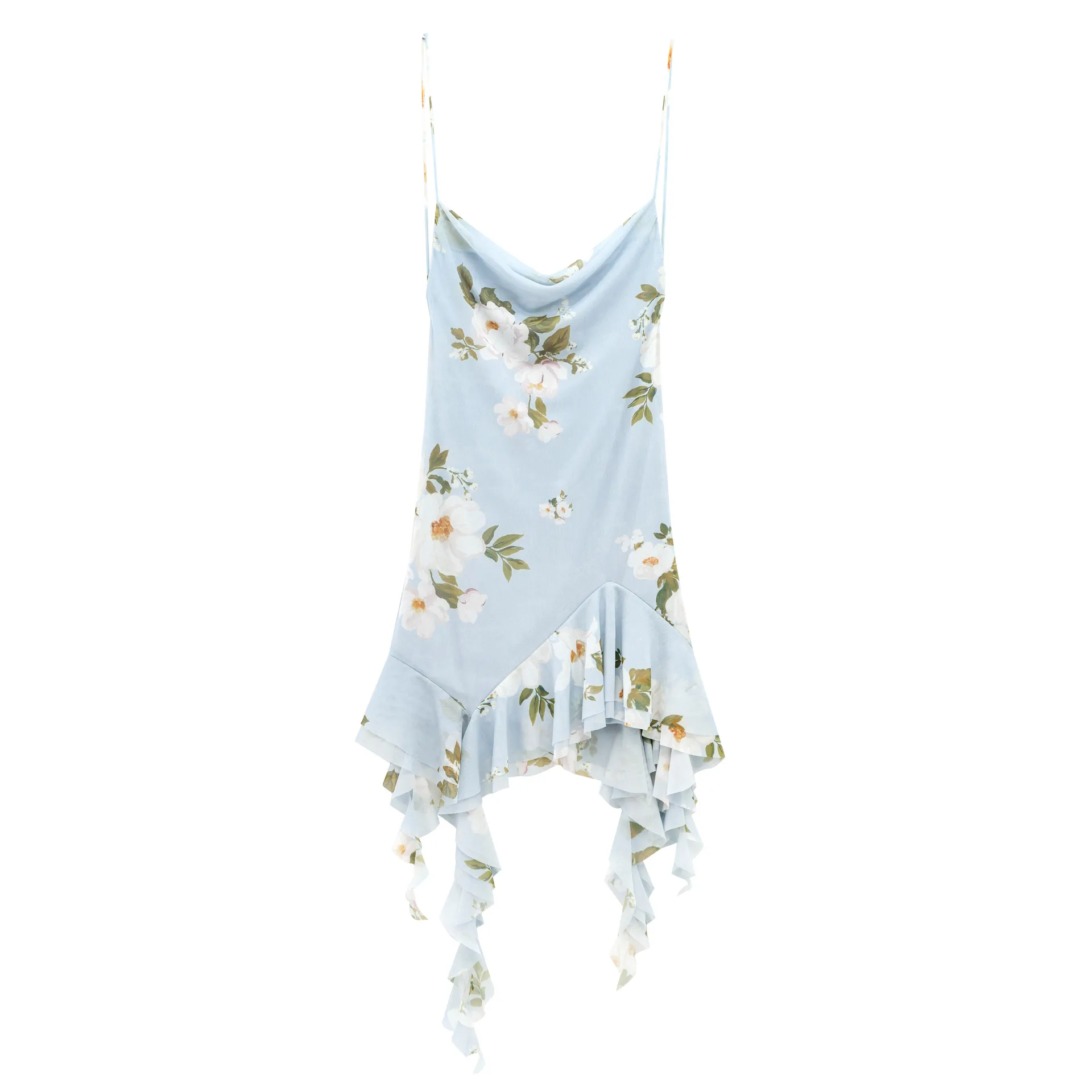 Women's Strap Dress Elegant Strap Sleeveless Leaf Flower Asymmetrical Dress Holiday Travel Beach display picture 4